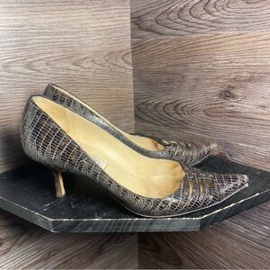 Jimmy choo lizard reptile print cutout heels